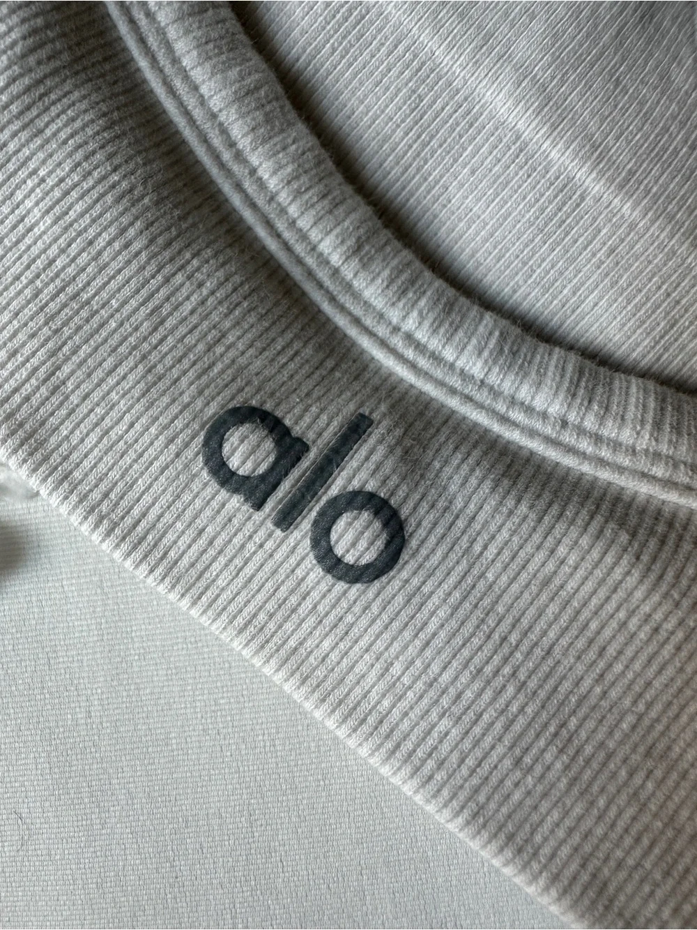 ALO Yoga ribbed seamless low back sports bra, ivory.